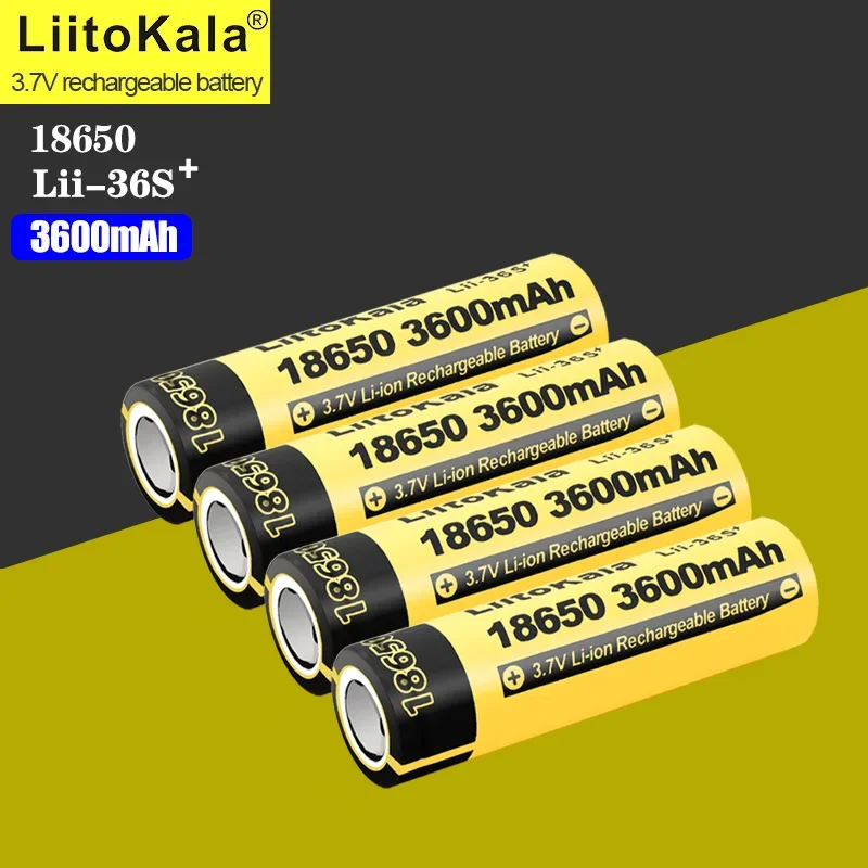 1-30pcs LiitoKala Lii-36S 18650 3600mAh 3.7V Li-Ion Rechargeable Battery 10A Lithium Battery High Drain For Flashinglight Vaping