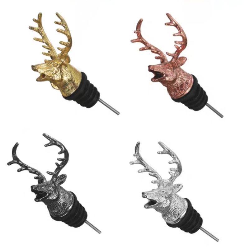 

Wine Bottle Pourer Stopper Stainless Steel Deer Stag Head Dragon Head Unique Wine Aerators Bar Tools Barware