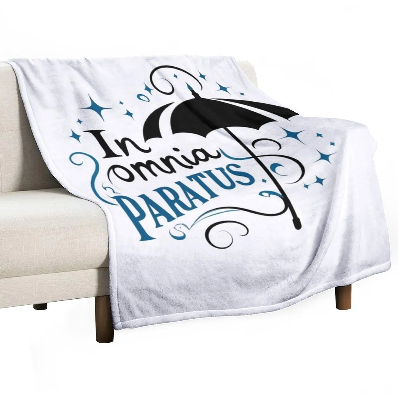 In Omnia Paratus - Umbrella and Scarf II - Typography Throw Blanket Flannel heavy to sleep Blankets