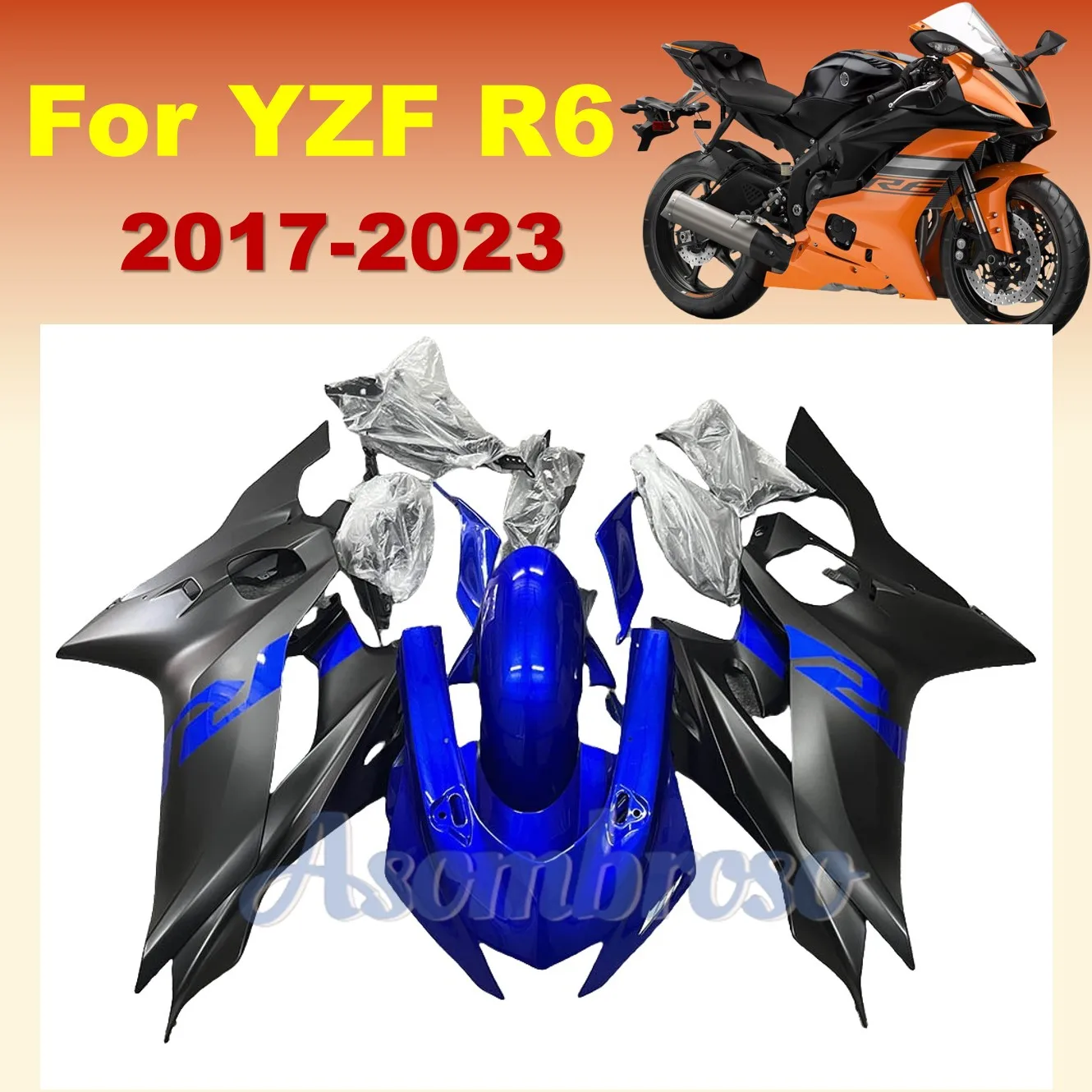 Great Quality ABS Injection Plastic Bodywork YZFR6 2017 2018 2019 2020 2021 2022 2023 YZF R6 Motorcycle Fairing Kit Black Blue