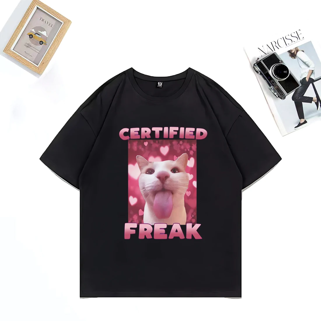 

Certified Freak Funny Cat Meme Graphic T Shirt Men Women Fashion Vintage Short Sleeve T-shirts Casual Cotton Oversized T Shirts