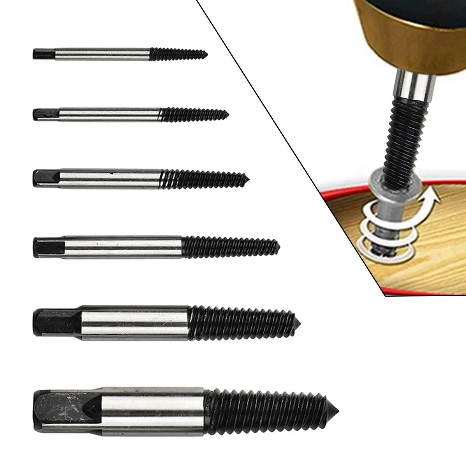 6x Screw Extractor Multifunctional Stable Performance Drill Bit Tool Set for Home Repair Work Dismantle Broken Water Pipes