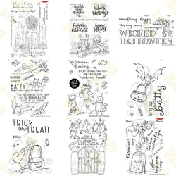 2023 New Halloween Cats Witch Pumpkin Metal Cutting Dies Clear Stamps Scrapbook Diary Decoration Embossing Cut Dies Template