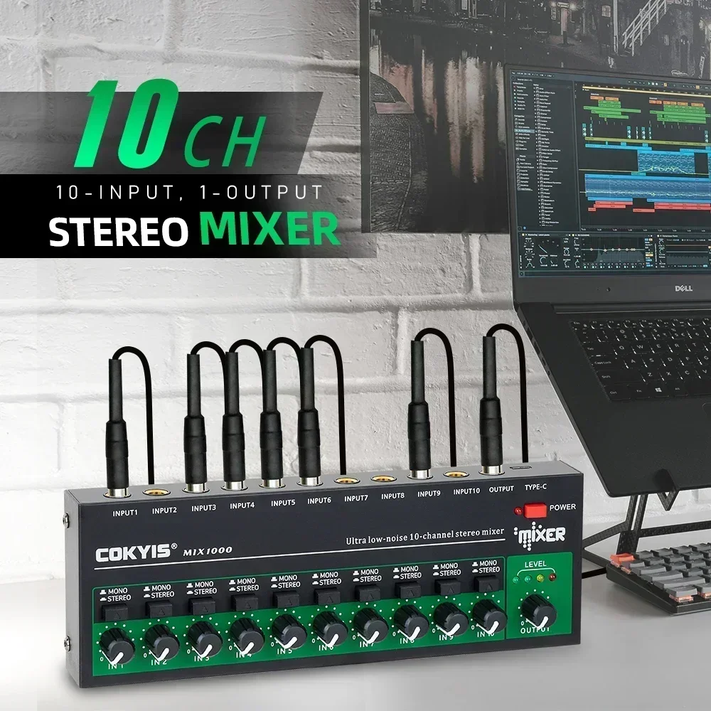 For MIX600 Ultra Low Noise 6 Channel Line Mixer Mini Sound Mixer Audio interface Power Supply   Easy Operation Audio Mixer Stere