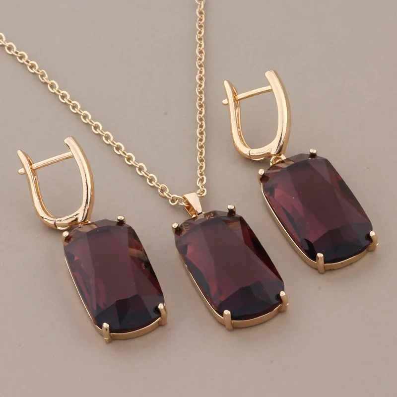 New Gold Color Big Drop Earrings And Pendant Sets for Women Fashion Bridal Unusual Earring Vintage Jewelry Sets Gift