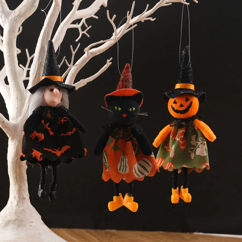 

For Home Mini Witch Pumpkin Party Decoration Party Supplies Haunted House Props Plush Dolls Halloween Pendant Hanging Ornament