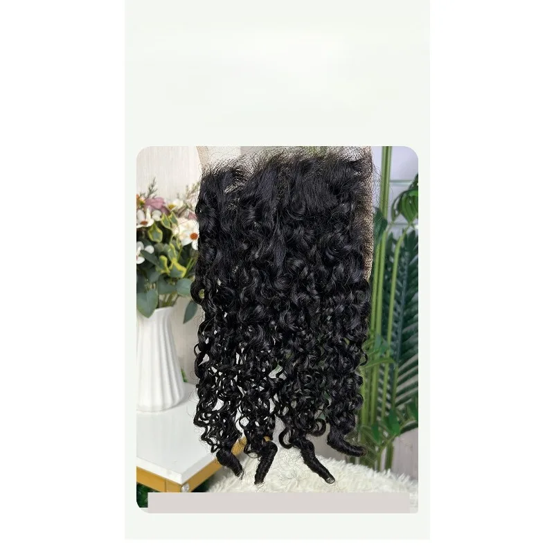 جودة عالية 5x5 الدانتيل إغلاق عابث مجعد Hairbud اللون الطبيعي رقيق الشعر البشري كتلة البرازيلي عذراء ريمي كامل اليد النسيج