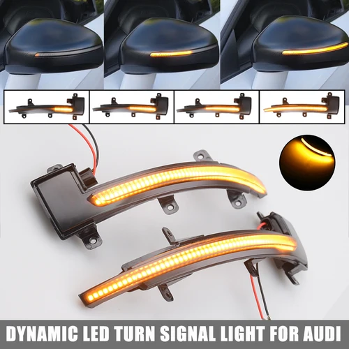 Imagen 2 del producto 2 uds luz LED de intermitente dinámica para Audi TT TTS MK2 8J 2007-2014 TTRS R8 espejo retrovisor lateral intermitente LED que fluye de agua