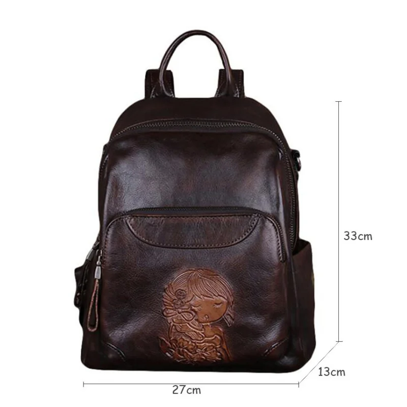 GAGACIA High Quality Women Genuine Leather Backpack Vintage Woman Bag School Bags For Teenage Girls Backpacks For A4 Book IPAD