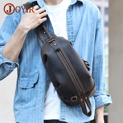 JOYIR Vintage Crazy Horse Leather Men Chest Bag Casual Sling Shoulder Bags Small Crossbody Bag Man Purse Messenger Handbags