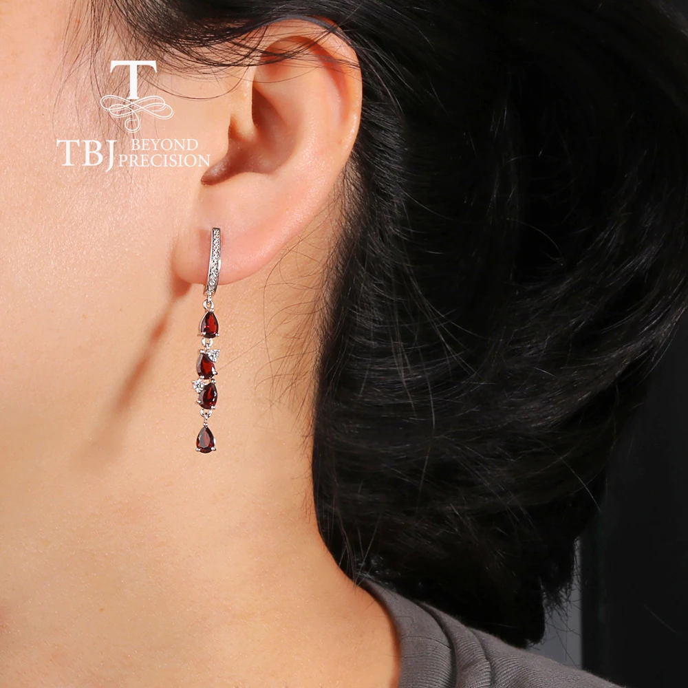 Gorgeous fashion January Birthstone Natural Garnet earrings 925 sterling silver fine jewelry for women and girls Daily wear