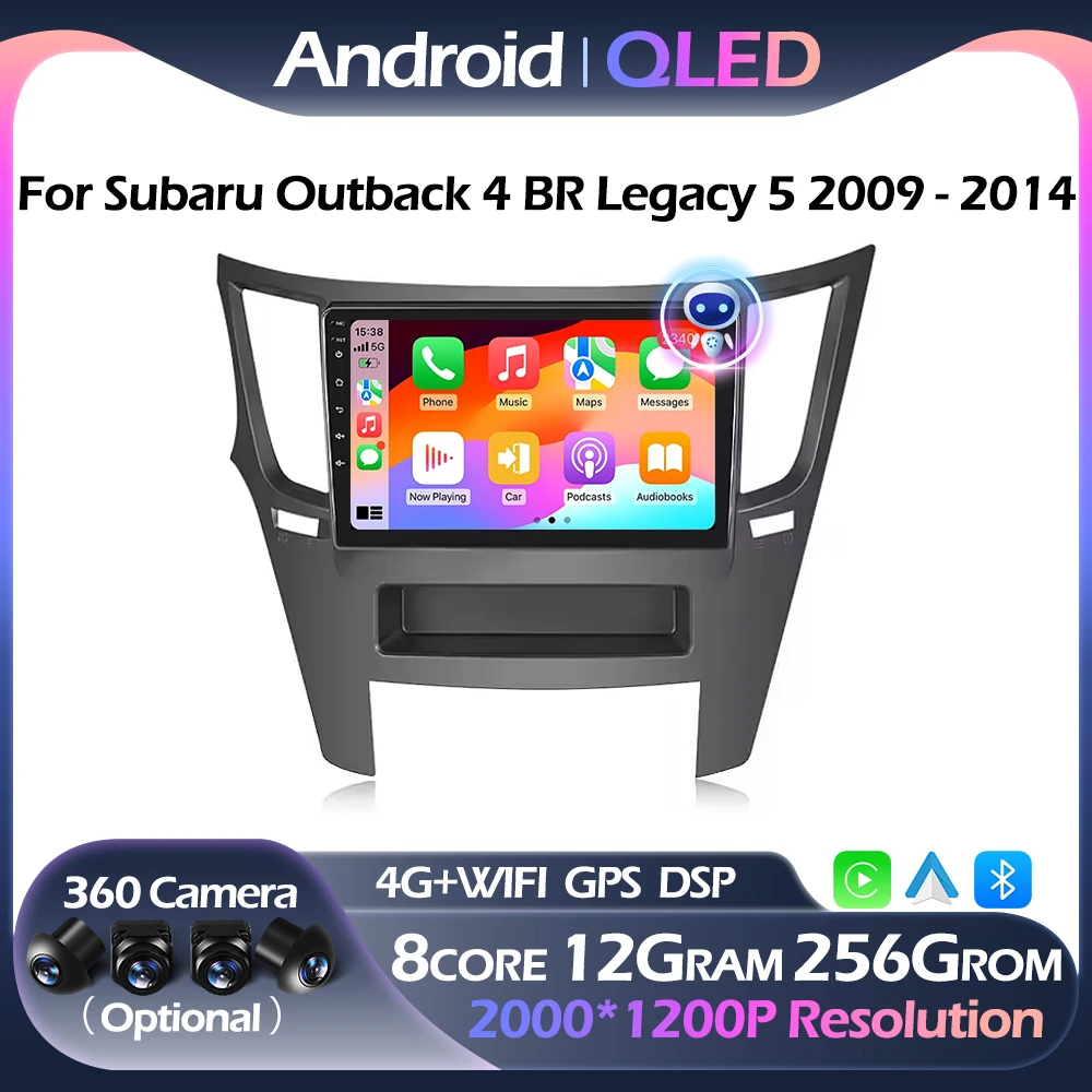 

Android Auto Carplay Car Radio For Subaru Outback 4 BR Legacy 5 2009 - 2014 Multimedia Navigation Player 4G WIFI FM DSP BT QLED