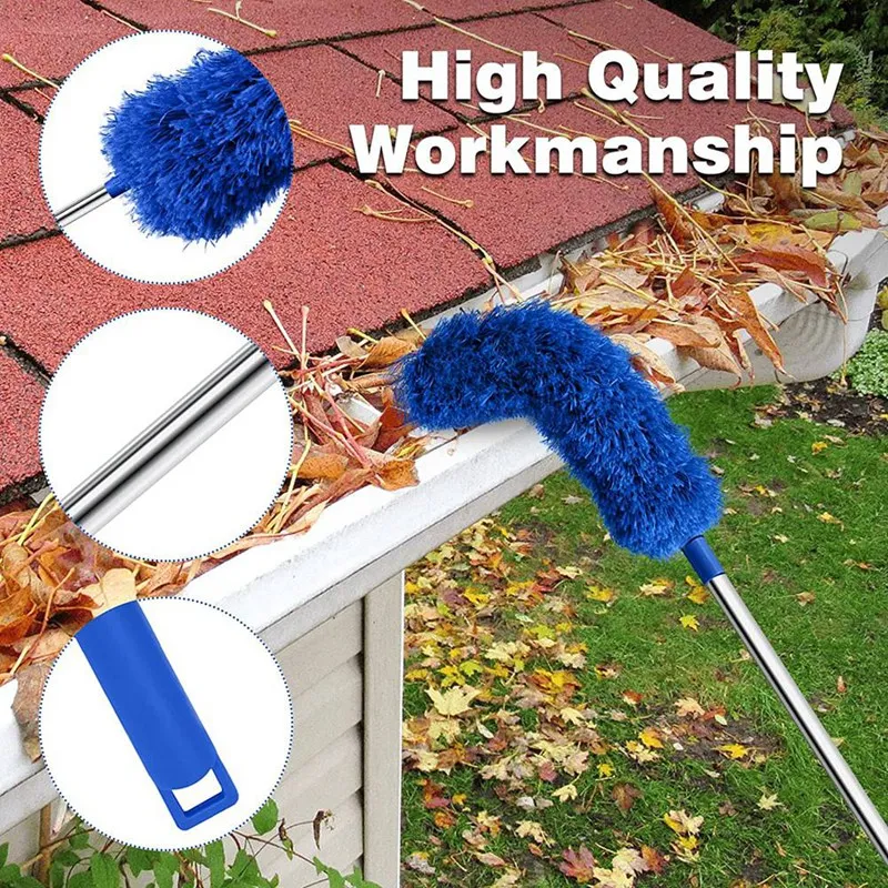 Gutter Cleaning Brush Roofing Tool With Telescopic Extendable Pole 8.2Ft Guard Cleaner Tool Easy Remove Leave