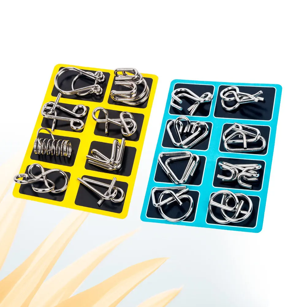 

16 Pieces Brain Puzzle Set Metal Ring Puzzle Iq Test Challenge for Kids Adults Creative Thinking Intelligence Buckle