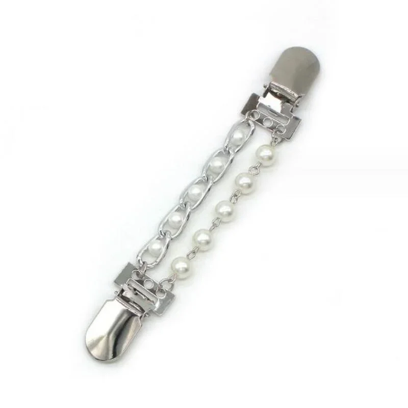 Fashion Cardigan Clip Cape Shawl Shirt Sweater Collar Duck Clip Pearl Rhinestones Blouse Buckle Clothing Decoration Brooch Pin