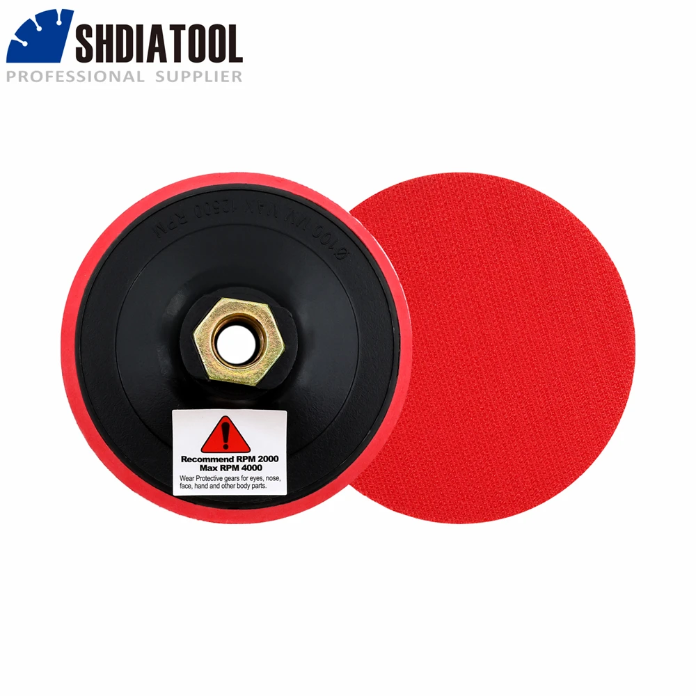 

SHDIATOOL Dia100mm Foam Connector Backer Pad Plastic Velcro Polishing Pads Angle Grinder M14 5/8“-11 Thread 4inch Sanding Disc