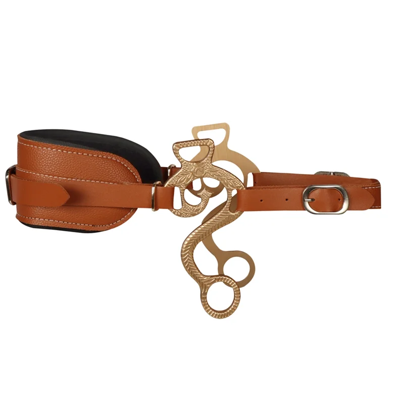 

RTENTE-Horse Bit Brown Bridle Leather Padded English Western Adjustable Nose Curb Chain Horse Riding Equestrian Equipment
