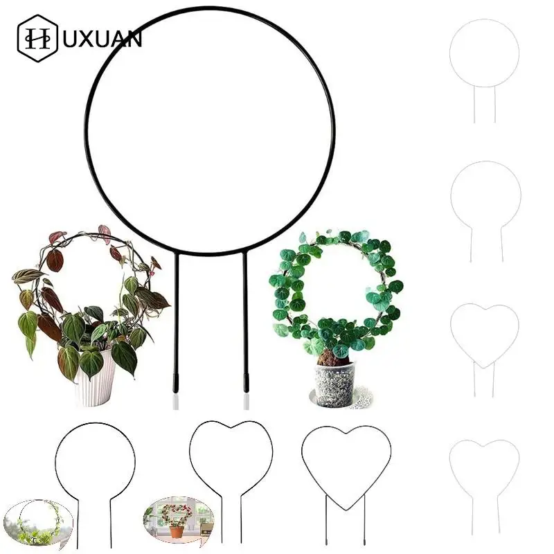 1pcs Iron Garden Plant Support Stake Stand Heart-shaped Round Vine Climbing Rack Flower Plant Trellis Support Frame Garden Decor