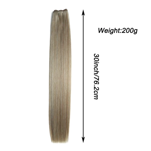 Imagen 2 del producto Extensiones de Cabello Sintético Liso de 30 Pulgadas, 200g/unidad, Ombre Rubio Gris Ceniza, Cabello Suave para Tejer, Paquetes de Cabello Sintético