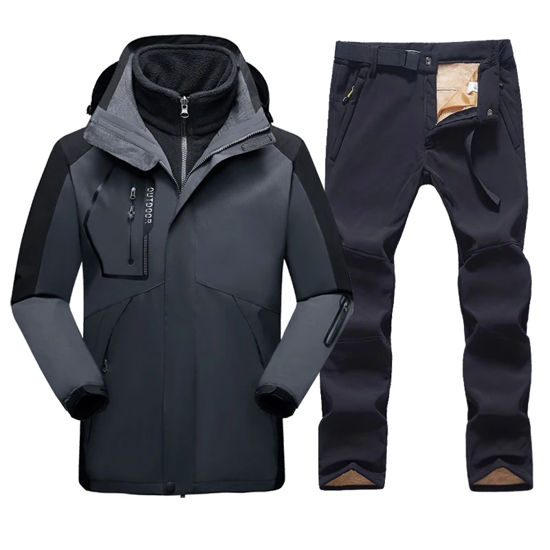 Ski Suit For Men Waterproof Keep Warm Snow Fleece Jacket Pants Winter Windproof Outdoor Mountain Snowboard Wear Set Ski Outfit