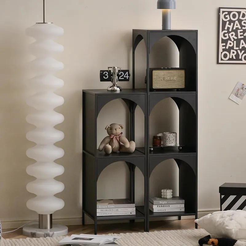 Small bookshelf corner floor storage shelf wall narrow cabinet wrought iron locker corner corner bookcase iron