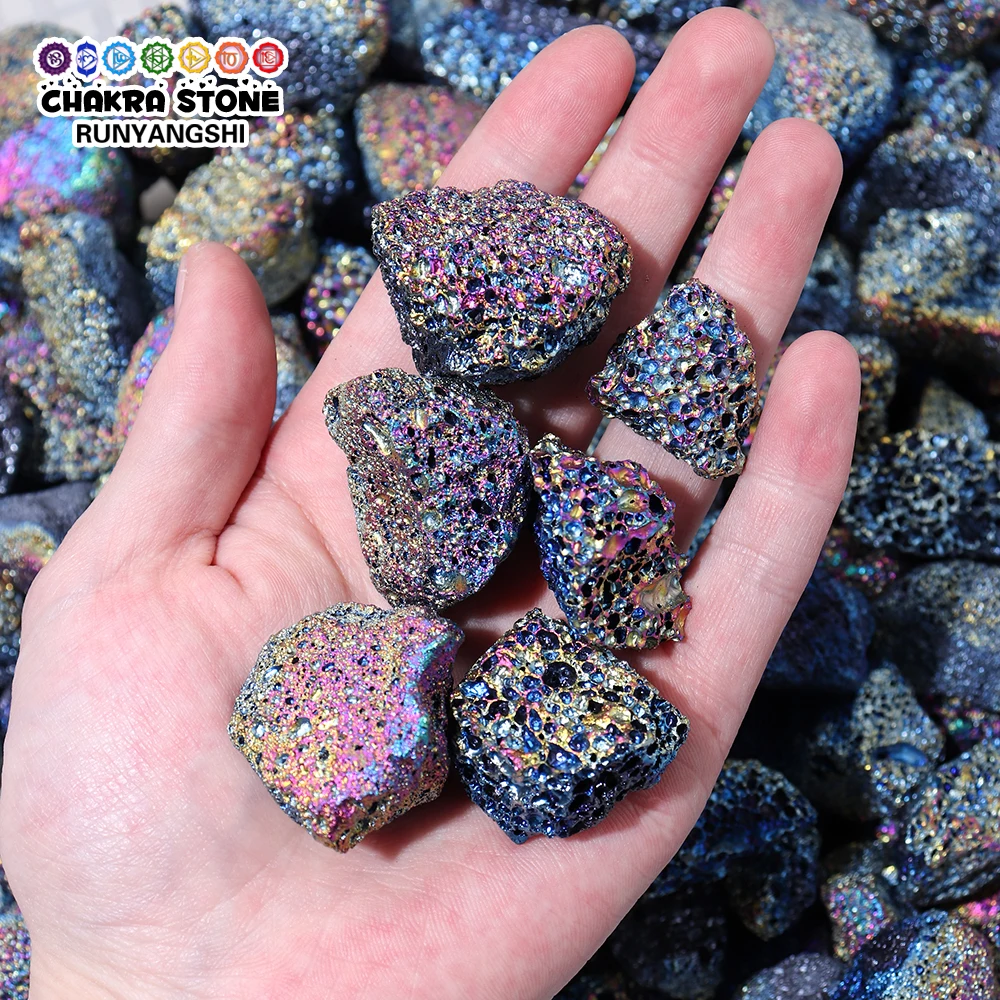 Rocas de Lava irregulares naturales galvanizadas, piedra volcánica colorida, Piedra en bruto, curación energética, cuarzo, decoración de paisajismo de jardín