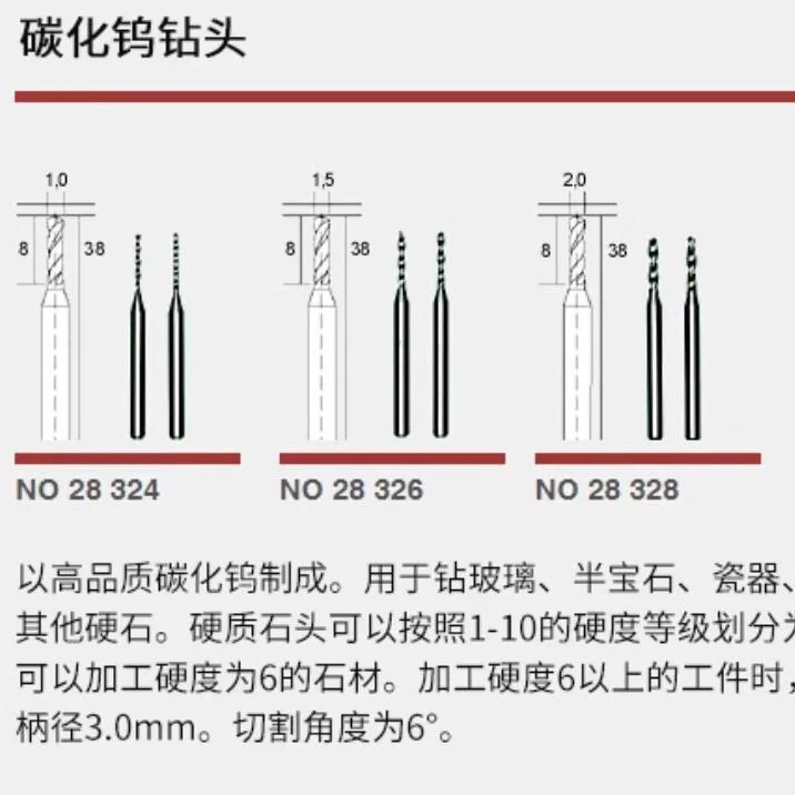 Applicable tungsten carbide carbide micro drill bit, 1.5mm, 2 packs, No. 28326