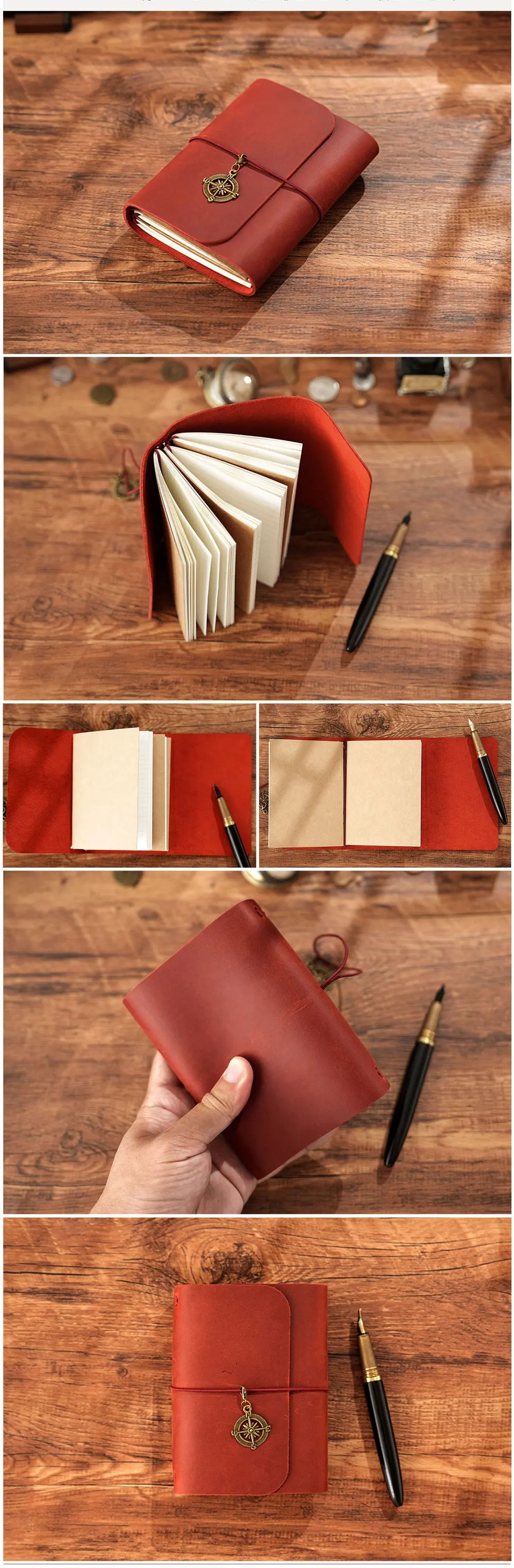 A5 Three Fold Journal Real Leather Notebook Refillable Vintage Style Diary Traveler Note Books Back to School Gift