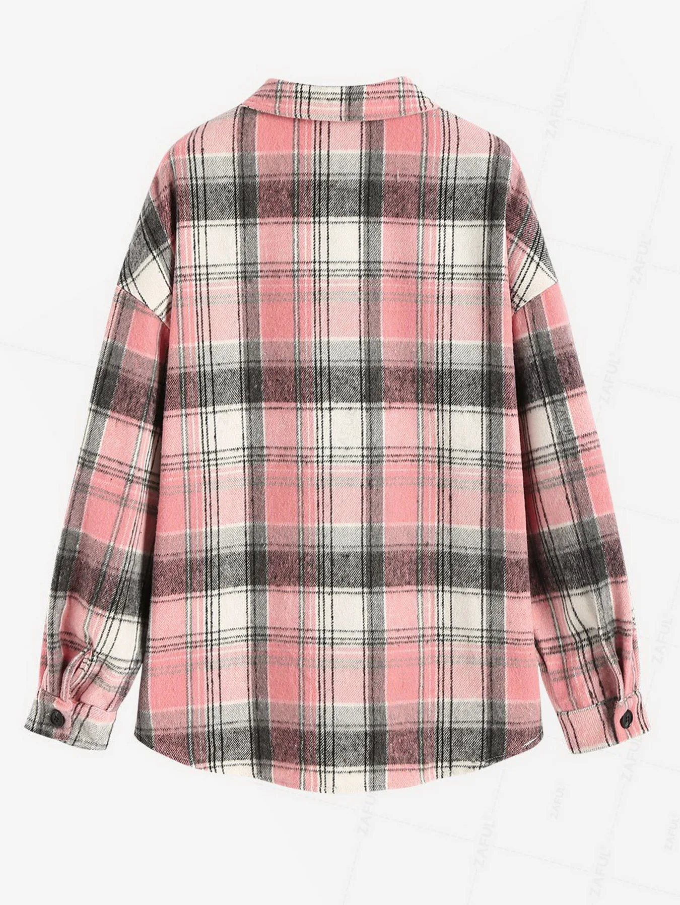 ZAFUL Vintage Plaid Pattern Single Breasted Flap Detail Wool Blend Shirt Jacket Shacket traffic on offer clearance free ship