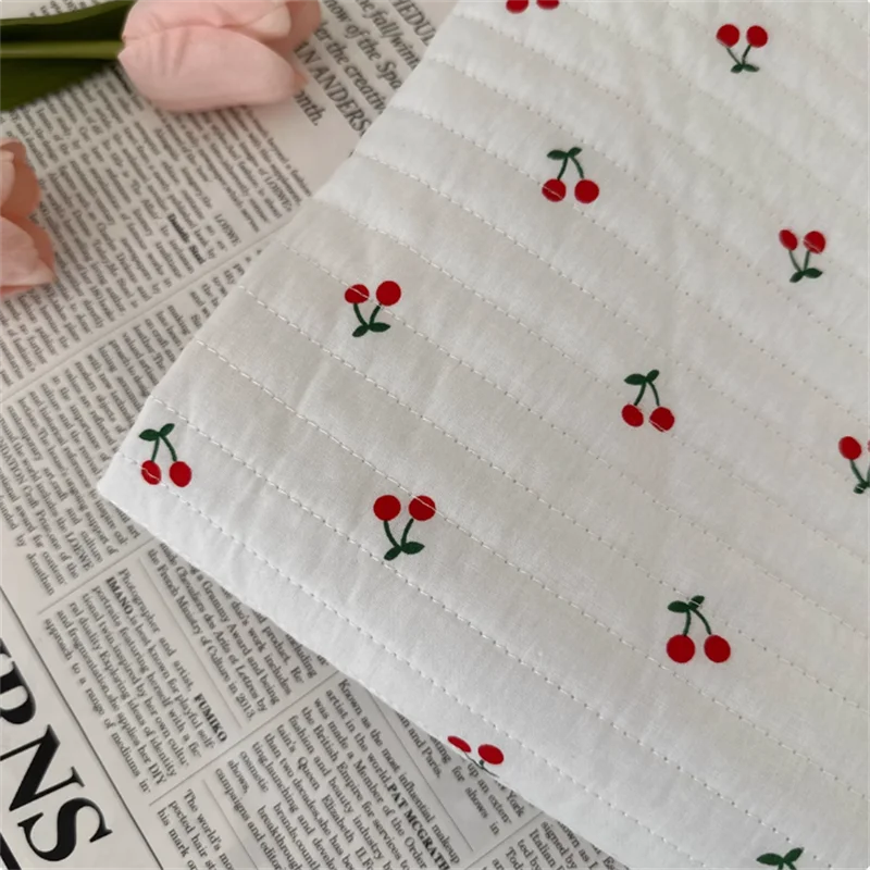 

Thickened Vest Polyester Fabric For Children's Clothing Pet Cotton Handmade DIY Bag Cherry Pattern Fabric