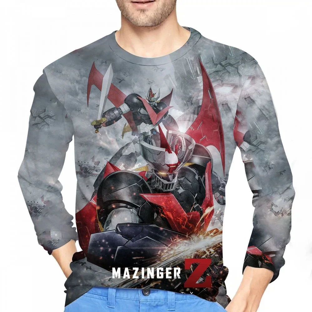 New Mazinger Z Anime Robot T-Shirts 3D Print Men Woman Long Sleeve T Shirt Streetwear Oversized Harajuku Kids Tees Tops Clothing