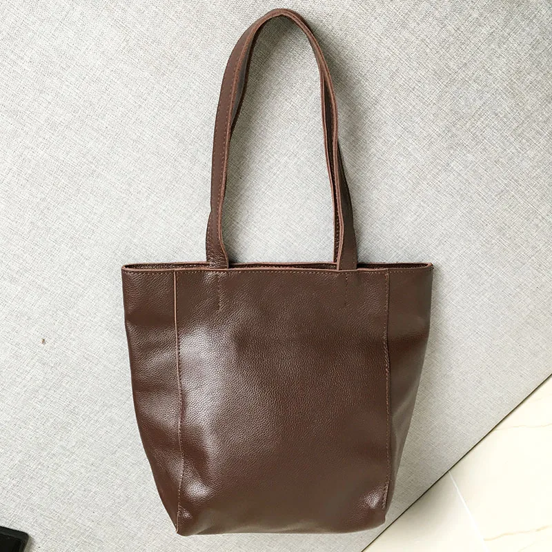 

Женская сумка-тоут из натуральной кожи с большой вместимостью, модная ретро-модель для повседневного использования, на плечо или в руку