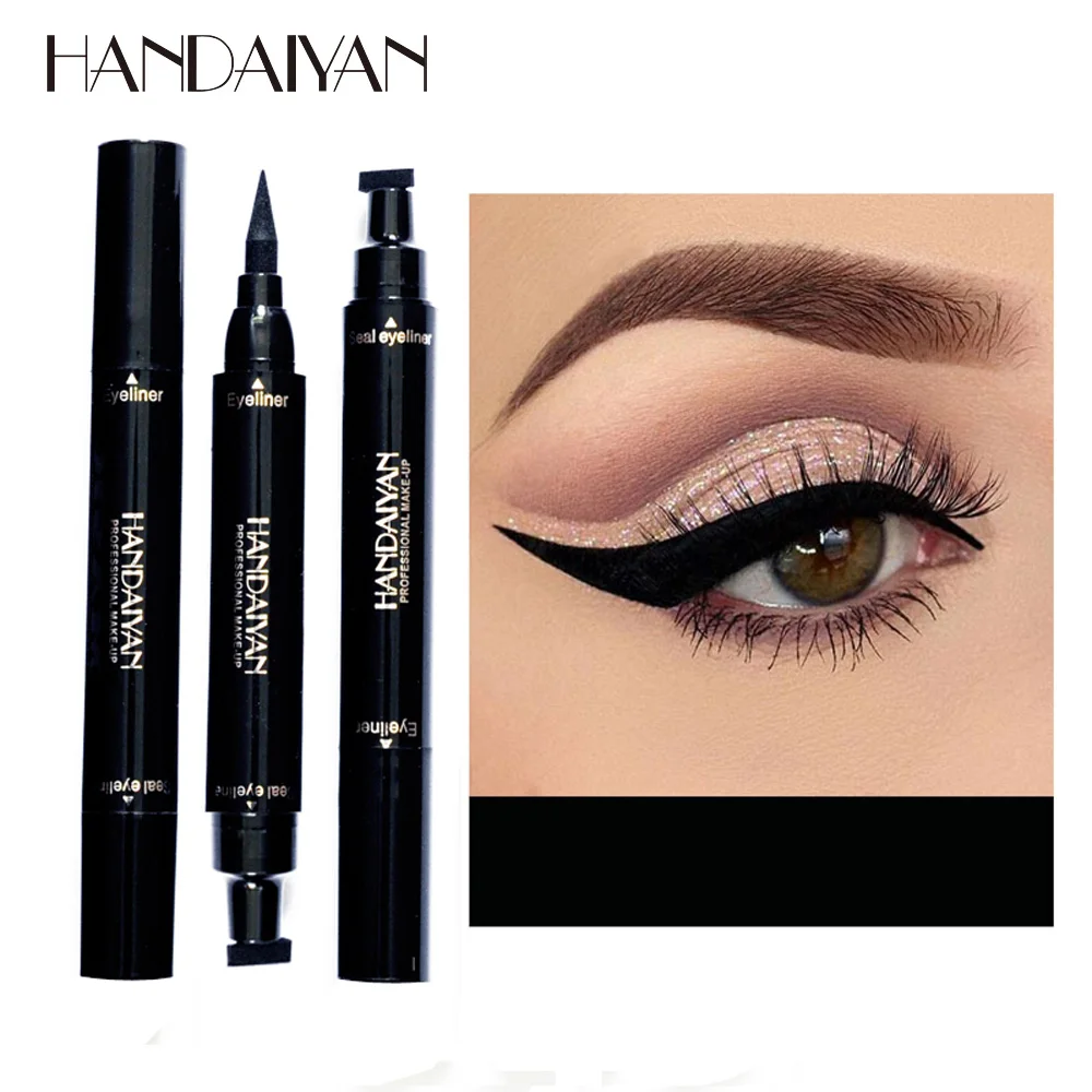 2 In 1 Eyeliner Stamp Cat Eyes แต่งหน้าเครื่องสำอางซีล Liquid Eye ปากกาอายไลน์เนอร์กันน้ำสีดำดินสอแสตมป์ Quick แห้งตาปากกา