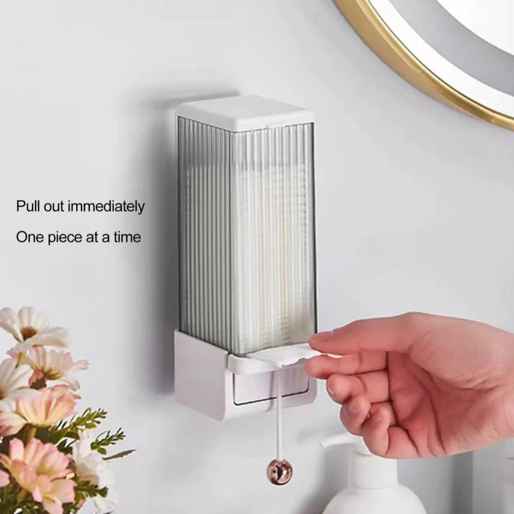 1 Set Makeup Cotton Storage Box Easy Installation Space-saving Wall-mounted Cotton Pad Dispenser for Home Bathroom