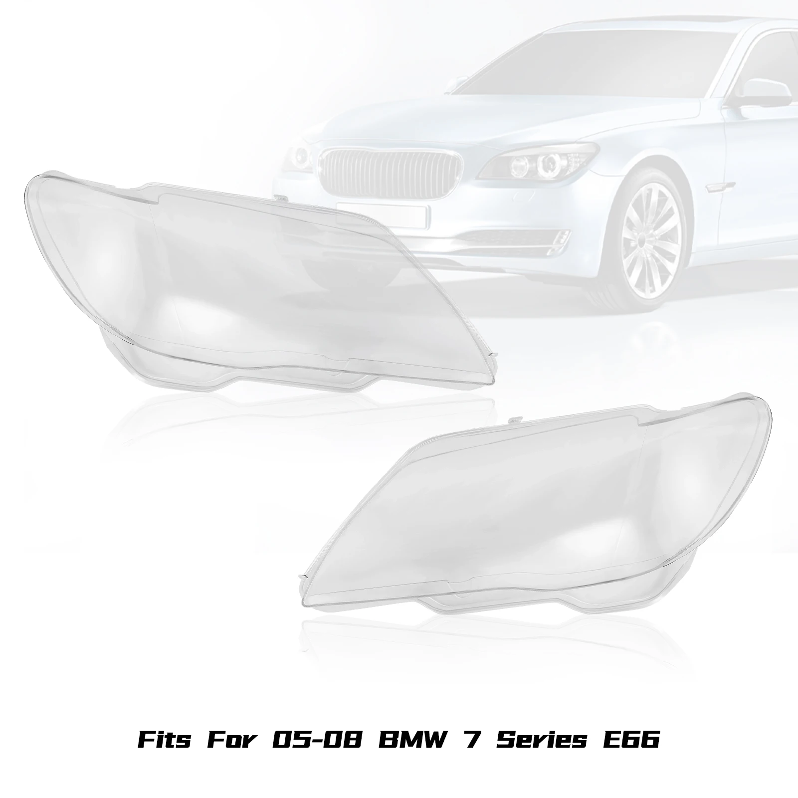 

Пара прозрачных пластиковых накладок на фары для BMW 7 серии E65 E66 2005-2008 годов, левая и правая