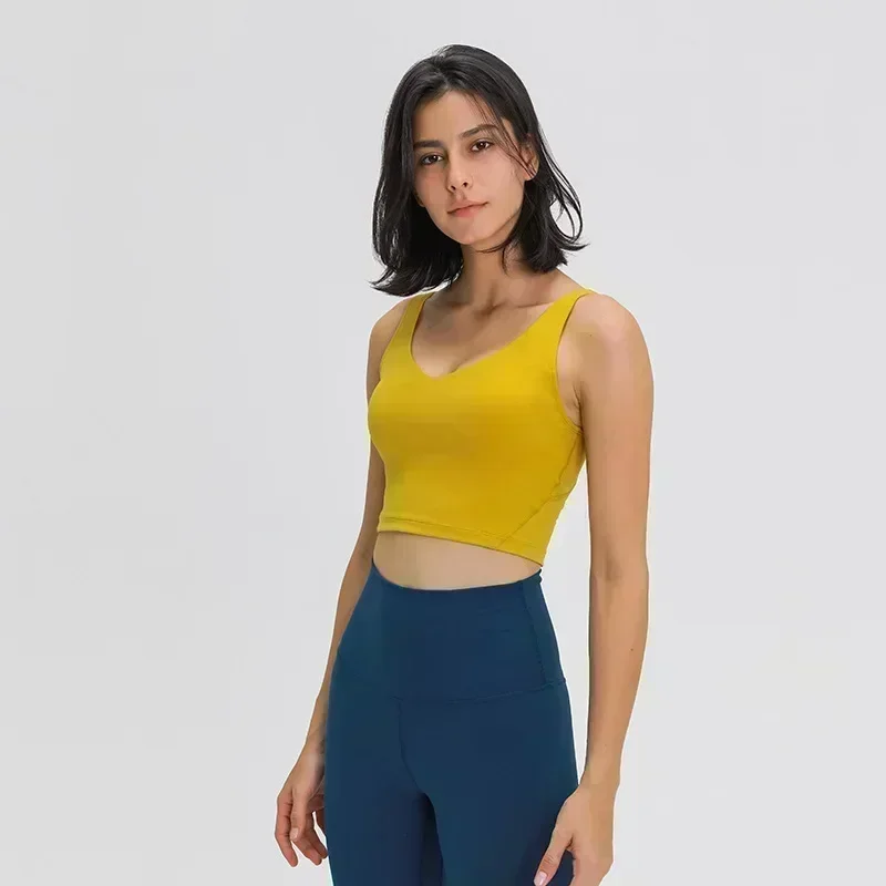 Lemon Light Support Vrouwen Cropped Lengte Tank Top Vier-Way Stretch Ingebouwde Plank Vest Yoga Shirt Voelt Gewichtloze Sportbeha