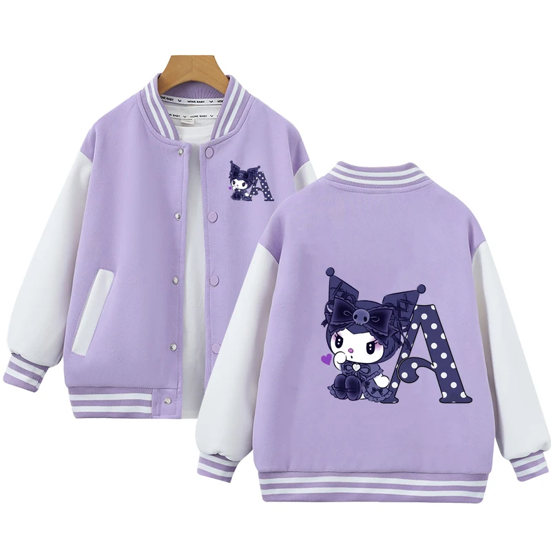 Kuromi Sanrio Children Girls Boys Jacket Coat Cartoon Kids Fall Fashion Outerwear Sportswear Clothing Sports Costume Clothes