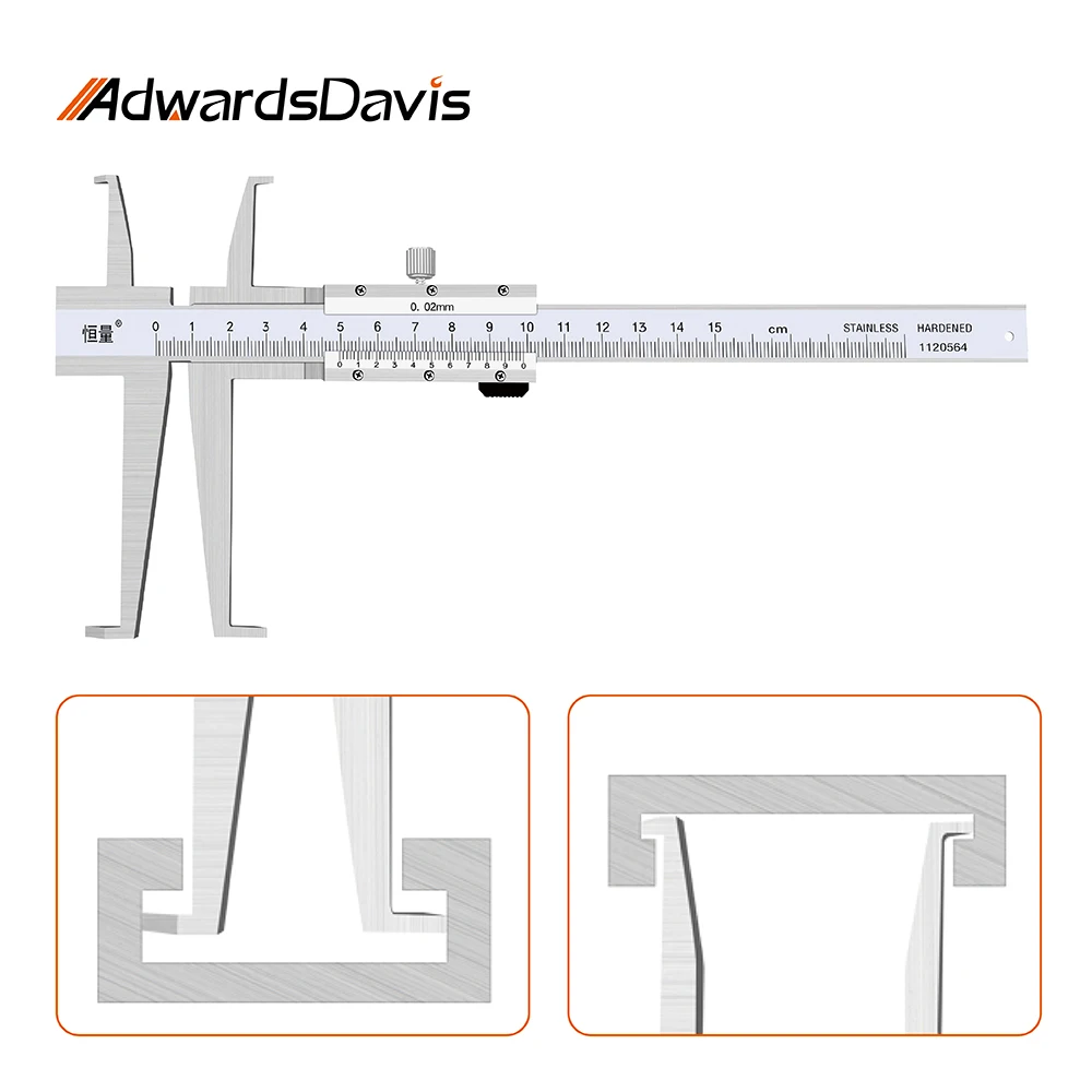 High-Precision Long Claw Inner Diameter Inner Groove Vernier Caliper 150mm 200mm 300mm Groove Measurement Tools Instrument