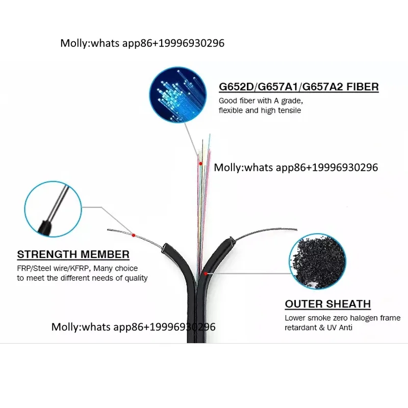 FTTH Indoor/Outdoor Single Mode Fiber Drop Cable with LSZH Jacket for High-Speed Internet
