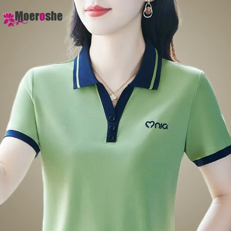 

Summer Women's Polo Shirt T-shirt T-shirts Short Sleeve Top Pulovers Commute Tops Luxury Clothing Woman 2024 Tee Womens Tees