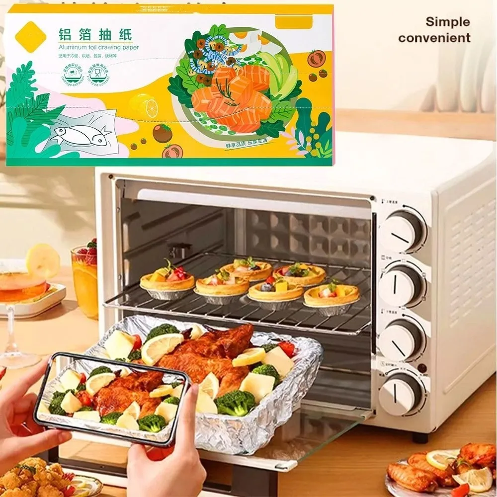 

New Large Paper Plate Baking Barbecue Paper Household Aluminum Foil Tin Paper Thickened Oil Paper Oven Cake Store