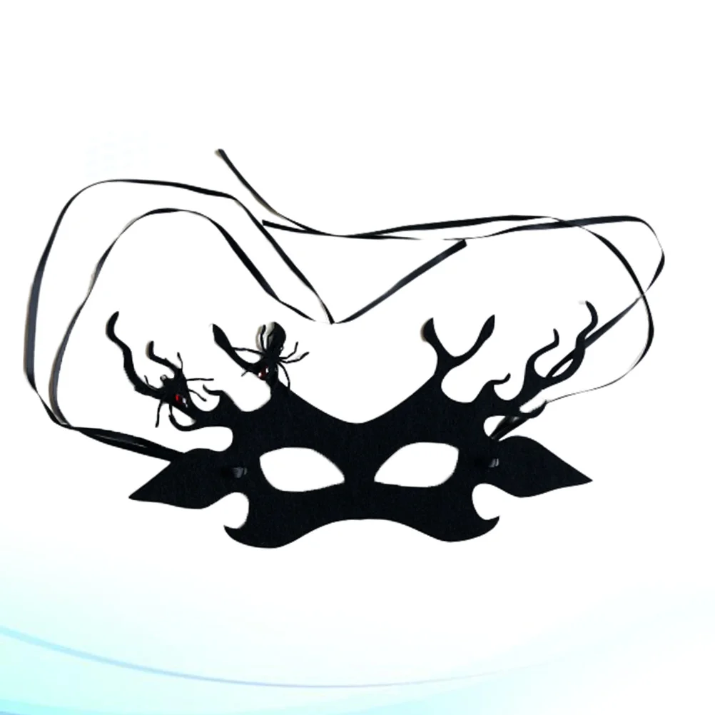 

Half Face Mask Black Spider Antlers Long Lasting Material Comfortable Fit Halloween Cosplay Party Costume Mask Masquerade