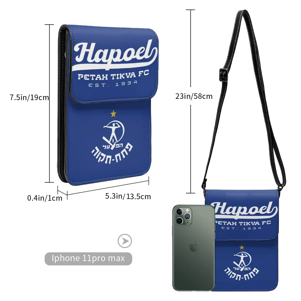 Hapoel Petah Tikva Crossbody Wallet Cell Phone Bag Shoulder Bag Cell Phone Purse Adjustable Strap