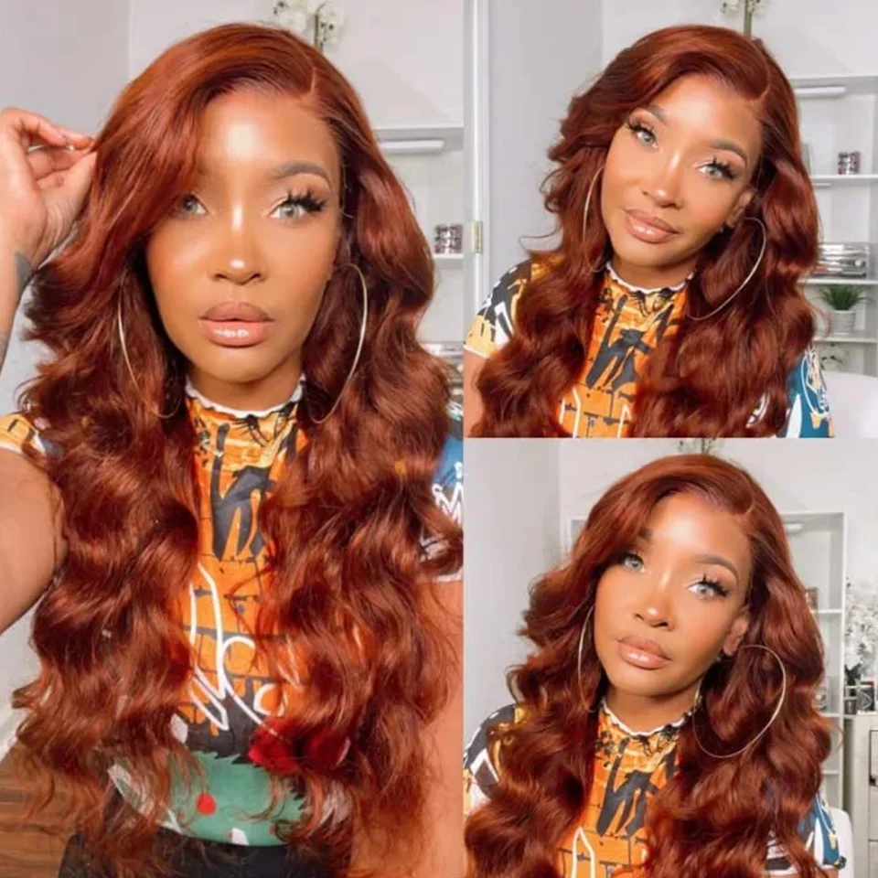 

13x4 Красновато-коричневый объемный волнистый парик из 100% человеческих волос HD 13x6 Парик из натуральных волос на кружеве Бесклеевой парик из человеческих волос Предварительно выщипанный