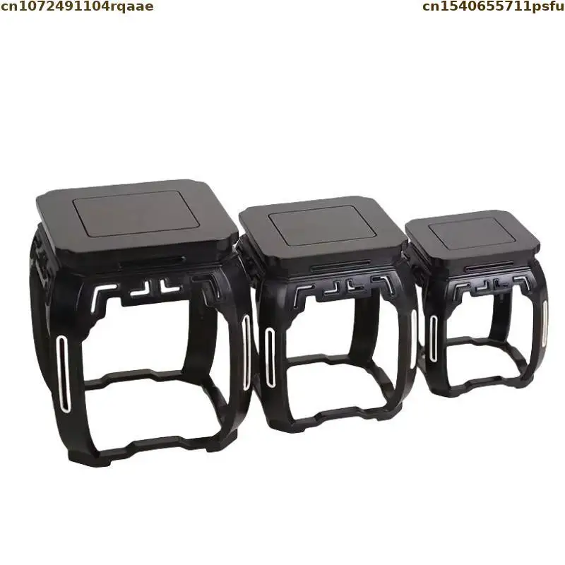 High Quality Ebony Miniature Base Crafts Coffee Tea Sets Wooden Pedestal Figurine Vase Flower Pot Sorting Table Display Stand