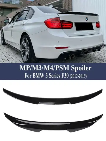 Carbon Fiber Rear Bumper Lip Trunk Wing MP M4 PSM Style Roof Spoiler Kit For BMW 3 Series F30 F31 F35 2012-2019 Gloss Black