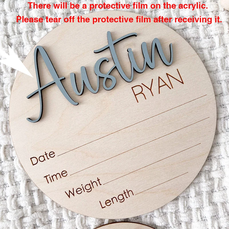 Custom Name Hospital Birth Announcement Sign Baby Announcement Boy Name Plaque Newborn Baby Shower Gift