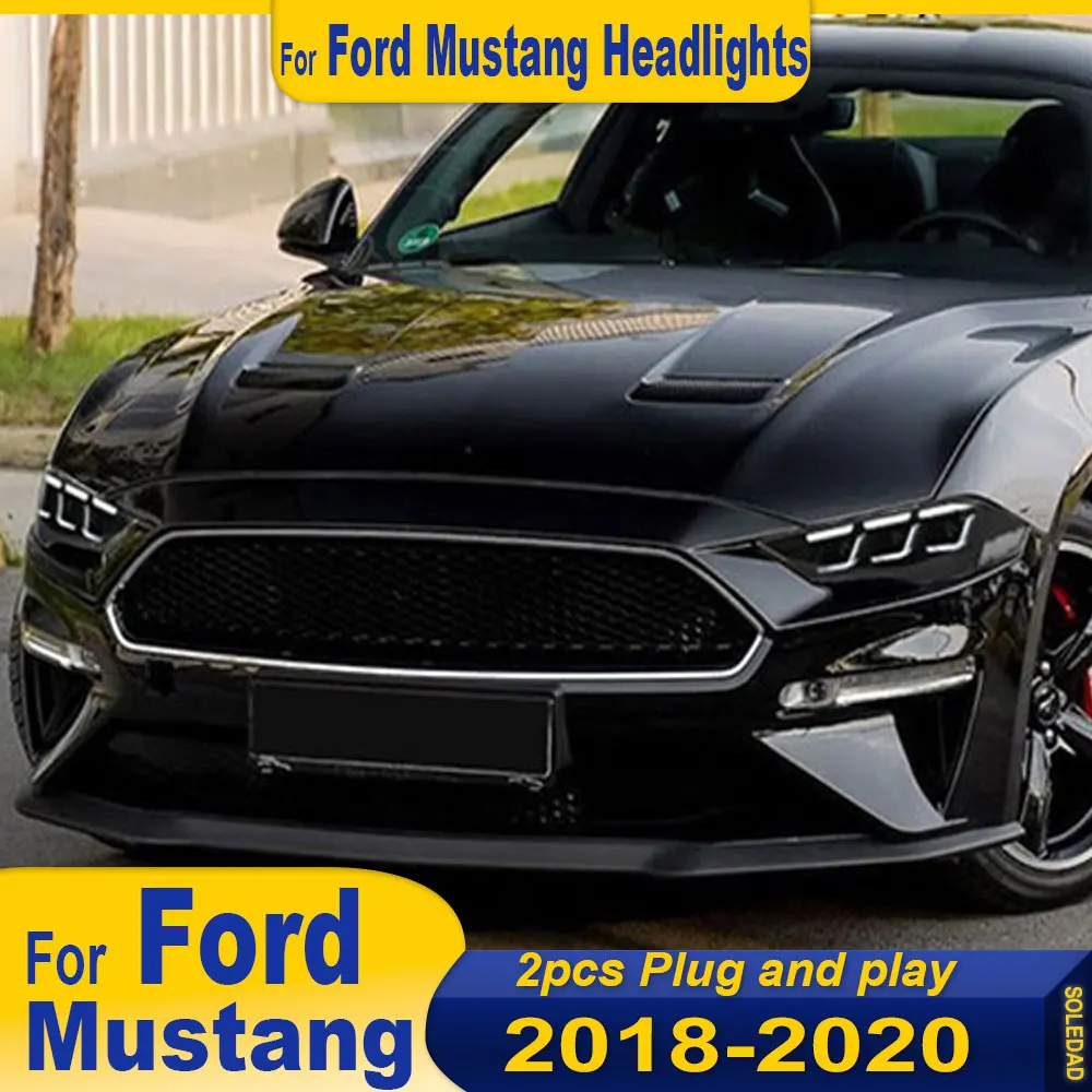 

Пара автомобильных светодиодных фар для Ford Mustang 2009-2022 GT, модифицированные светодиодные передние фары в сборе, аксессуары Plug and play