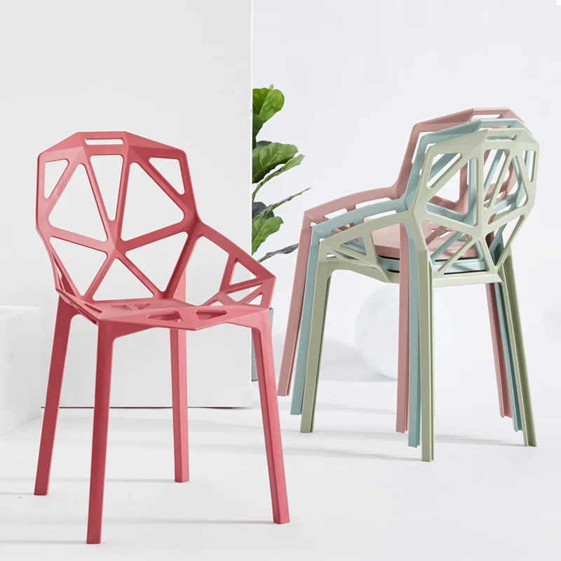 Modern And Simple Plastic Dining Chair Modern Restaurant Furniture Hollow Backrest Stool Makeup Chair Living Room Coffee Chair