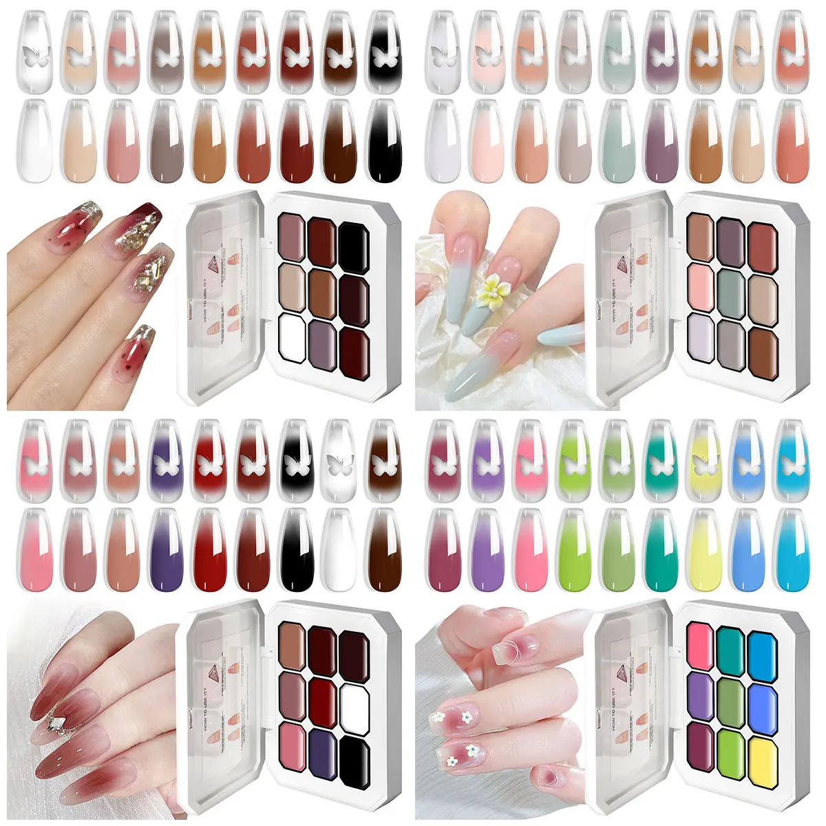 LIMEGIRL 9 Color Gradient Painting Gel Nail Art Design DIY Solid Gel Nail Polish Quickly Carved Petal Nail Painting Gel